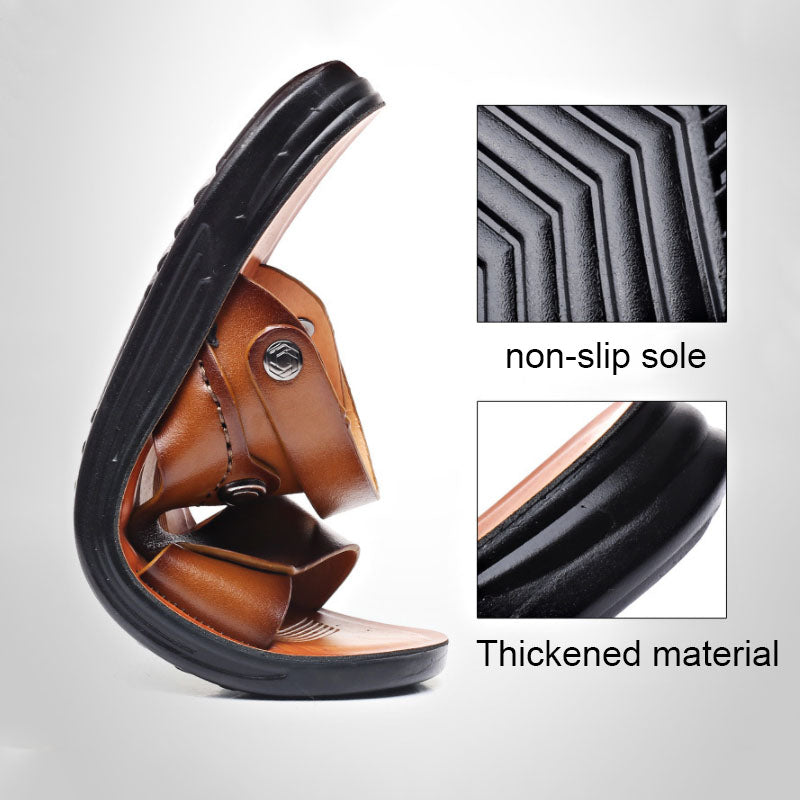 Men's Leather Sandals - Outdoor Travel Beach Slippers