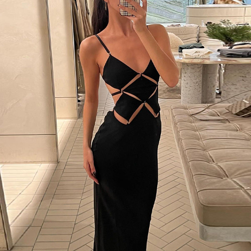 2023 Summer Fashion Sexy Solid Color Backless Dress