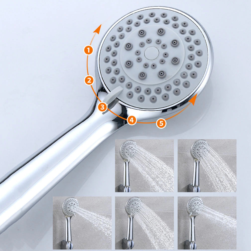High Pressure Shower Head 5 Settings Handheld Shower Heads Spray With 5 FT Hose