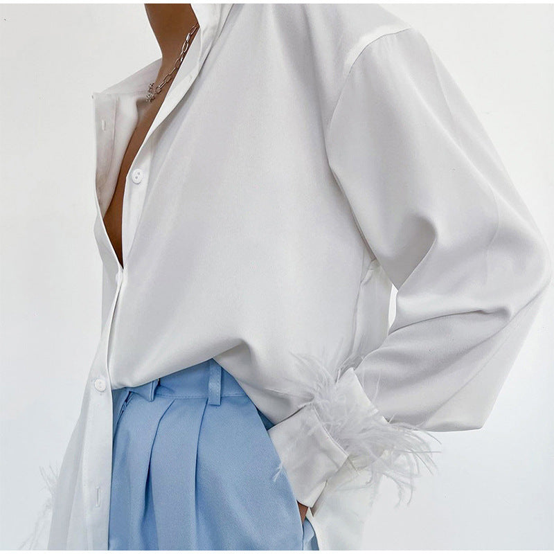 2022 Women's Fashion Summer Casual Feather Shirt