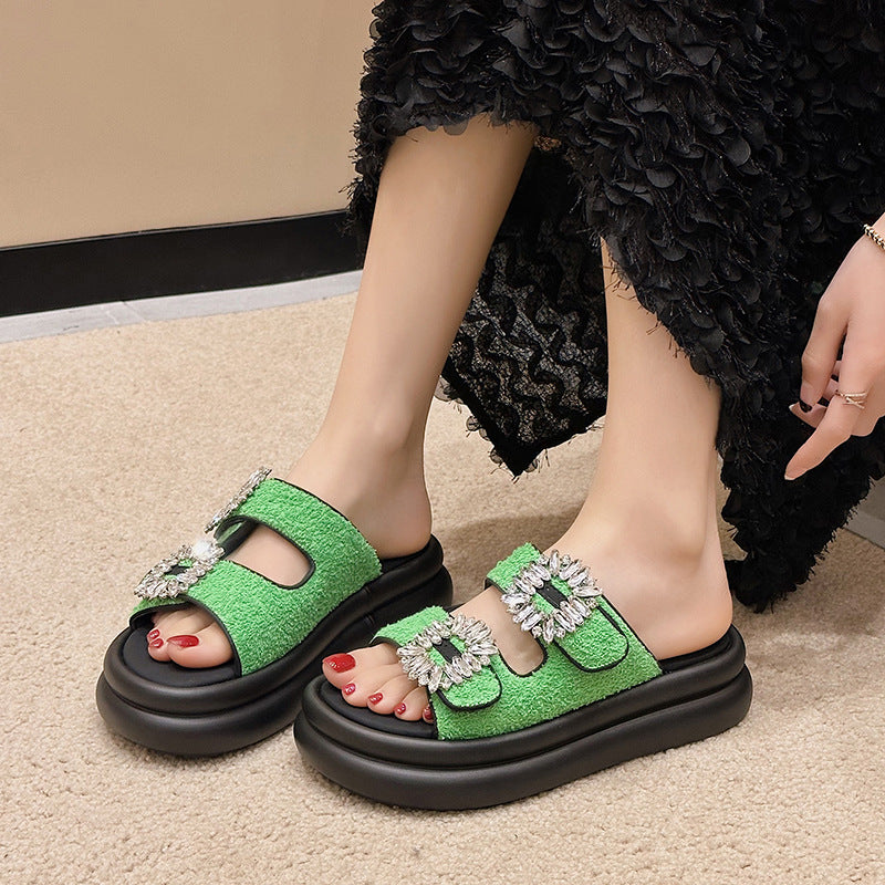 2023 Women's Fashion Suede Platform Slide Sandals