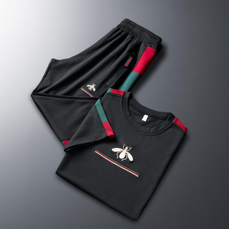 Men's Sports Set: Short Sleeve T-Shirt & Long Pants