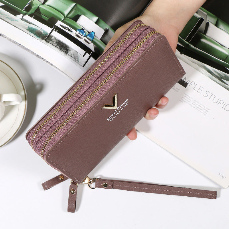 2023 Fashionable Double-Zipper Leather Wallet for Women