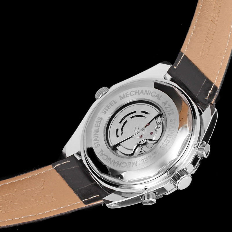 JARAGAR Black Three-Eye Six-Needle Automatic Watch