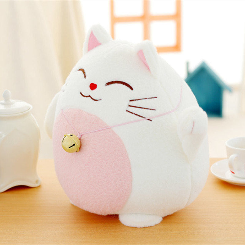 Cute Creative Plush Lucky Cat Doll with Bell Toy
