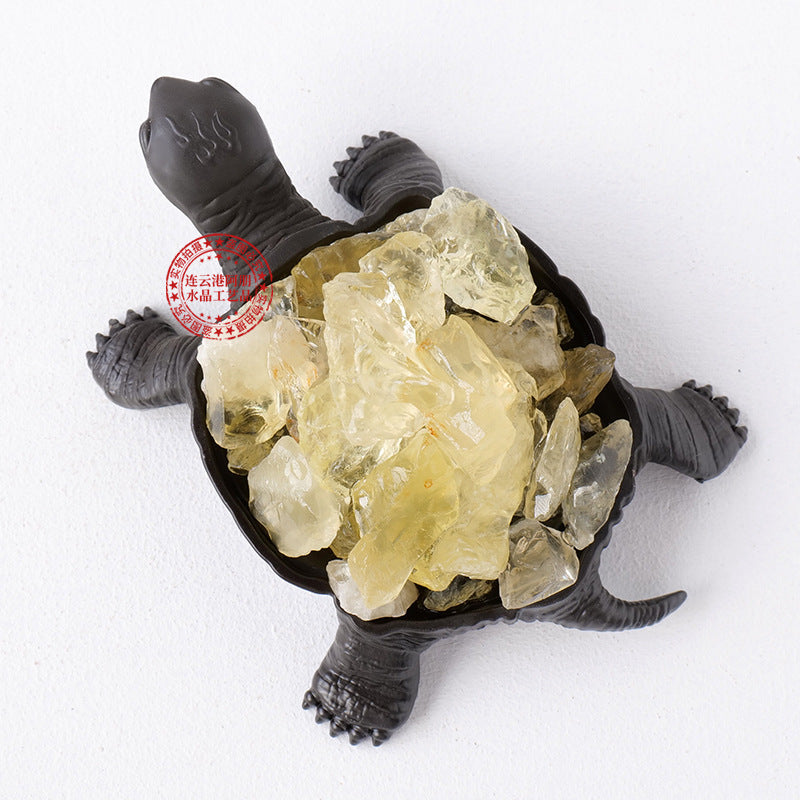 Natural Crystal Turtle Figurine with Amethyst & Citrine