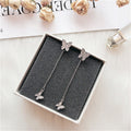 Fashionable 925 Silver Butterfly Long Earrings with Tassels