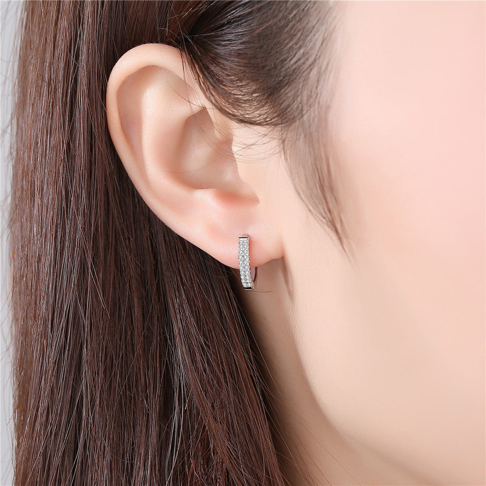 S925 Silver Double Row Cubic Zirconia Earrings