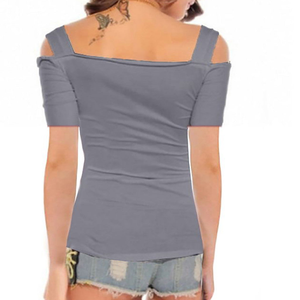 Women's Off-Shoulder Vest with Metal Buckle