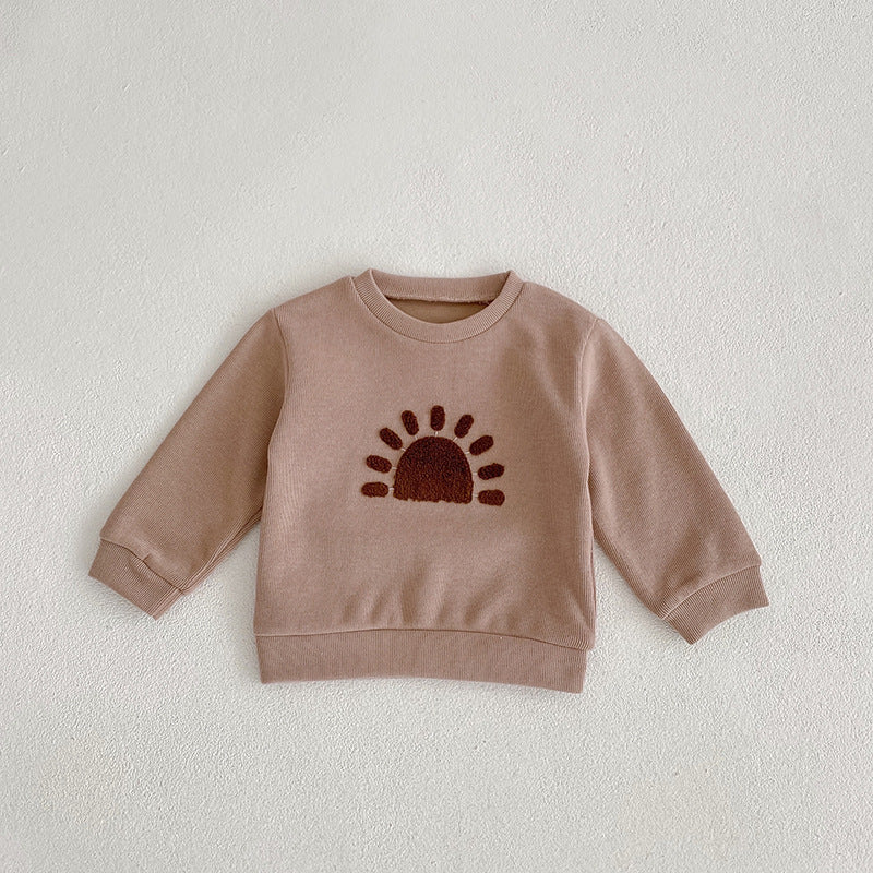 Korean Style Cotton Round Neck Sweatshirt for Kids