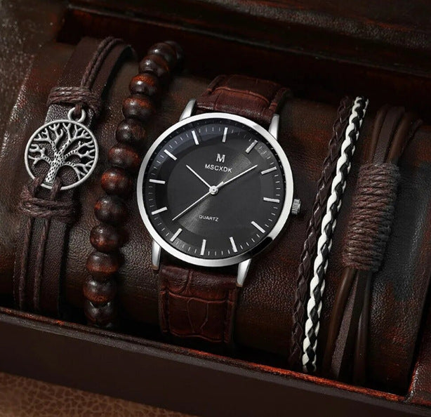 Men's Watch Business Gift Set with Bracelet and Necklace (3pcs)