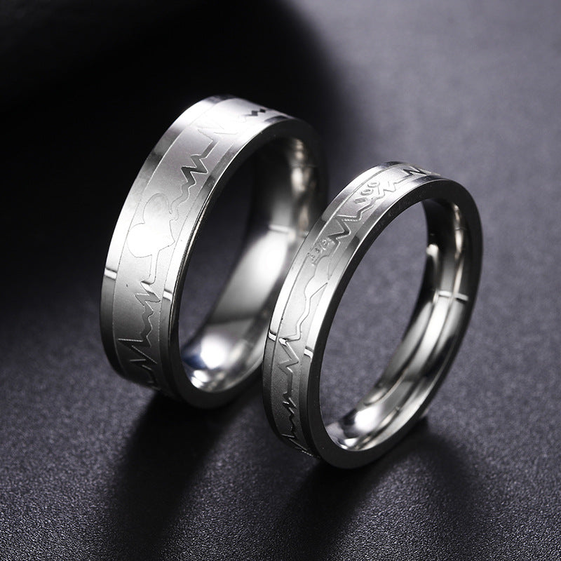 Titanium Steel ECG Ring for Men and Women Fashion