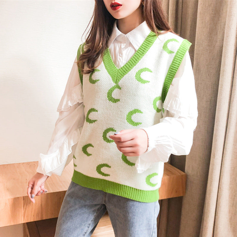 Vintage Knitted Sweater Vest for Women (Autumn/Winter)