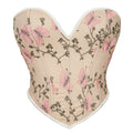 New Apricot Butterfly Print Women's Strapless Top