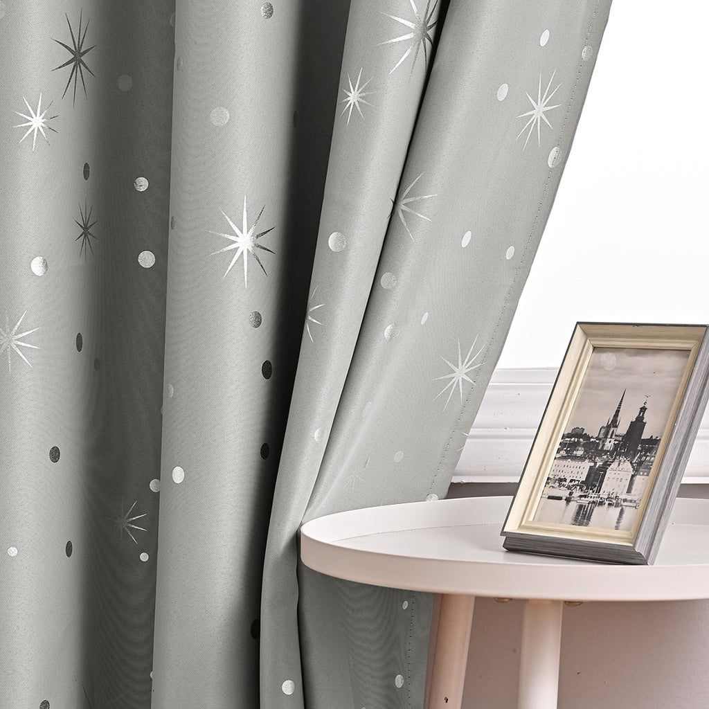 Modern Minimalist Single-Sided Silver Star Curtains