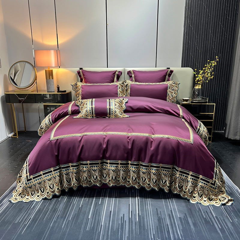 Luxury Belle Series Silk Cotton Bedding Set (4 Pieces)