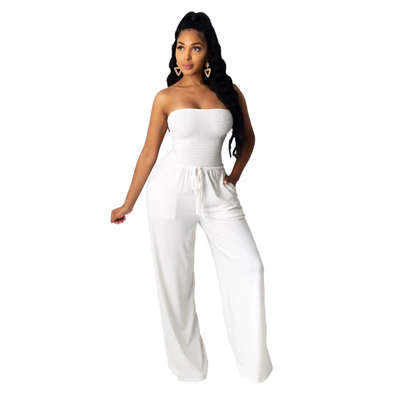 "9336 Women's Loose Solid Color Jumpsuit"