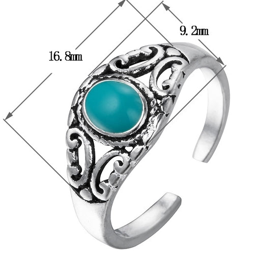 Silver Vintage Turquoise Ring in Thai Style