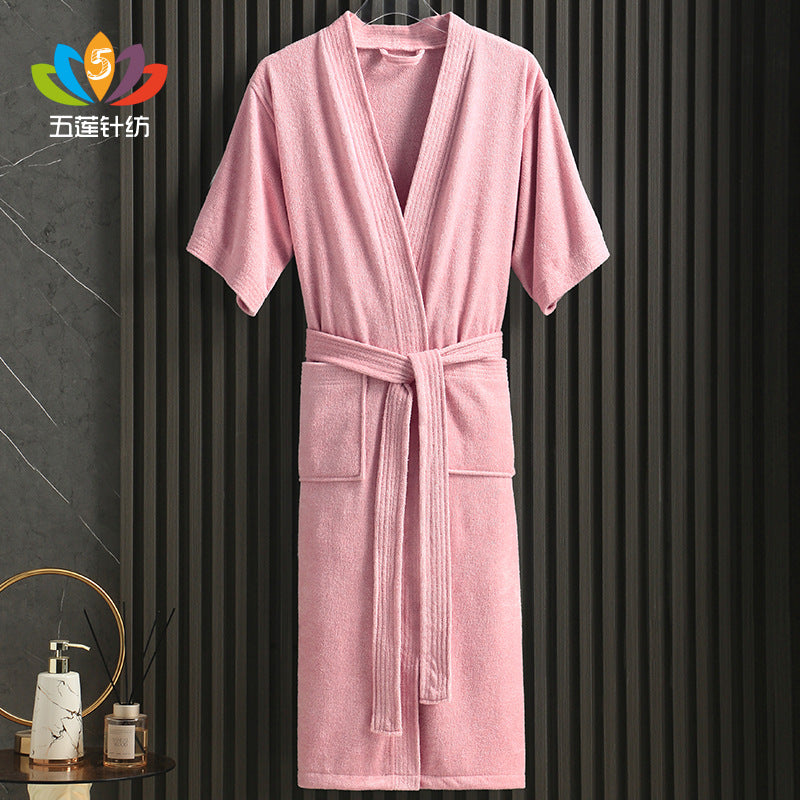 Lightweight Summer Short Sleeve Bathrobe for Couples