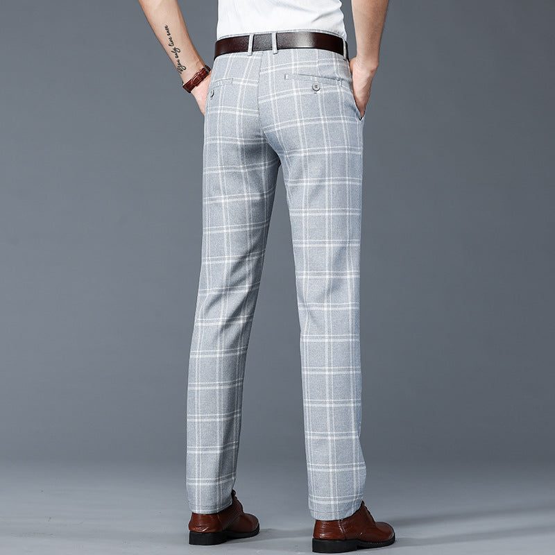 Men's Summer Loose-Fit Plaid Casual Trousers