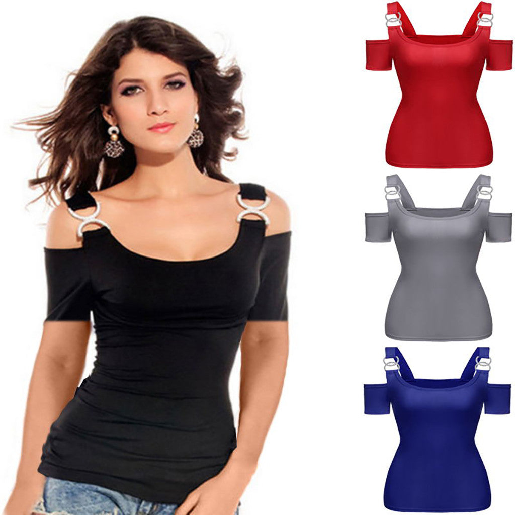 Women's Off-Shoulder Vest with Metal Buckle