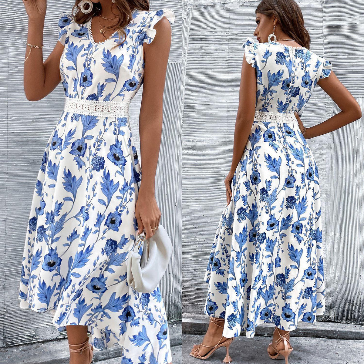 2022 Summer New Women's Lace Dress with Print