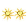 Vintage Heart Sunflower Earrings with Silver Pins for Women