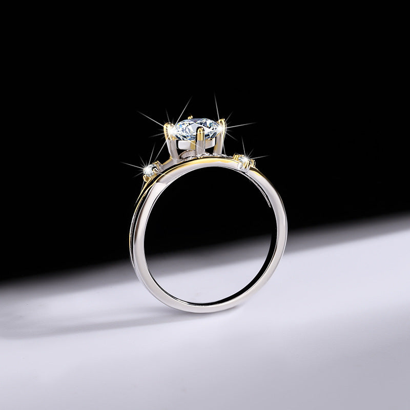 1 Carat Four-Prong Moissanite Silver Ring for Women