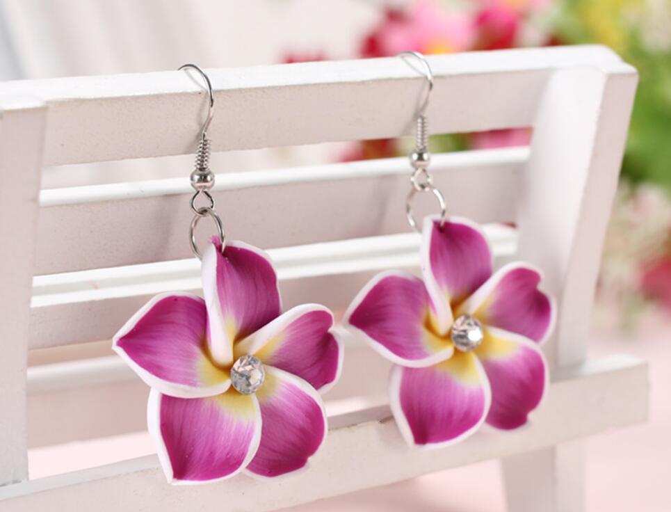 Handmade Soft Clay Flower Earrings in Bohemian Style