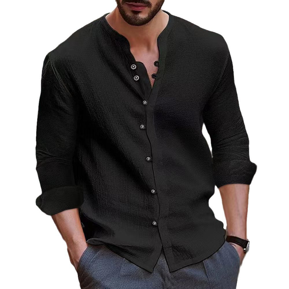 2024 Men's Vintage Solid Cotton-Linen Casual Shirt