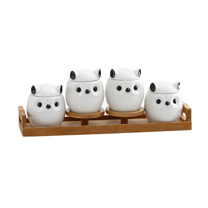 Ceramic Kitchen Spice Box Set for Household Use