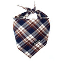 Adjustable Plaid Dog Bandanas1PC Soft Washable Cotton Triangle Bib Kerchief Scarfs for Small Medium Large Dogs and Cats (Brown&Blue Small)