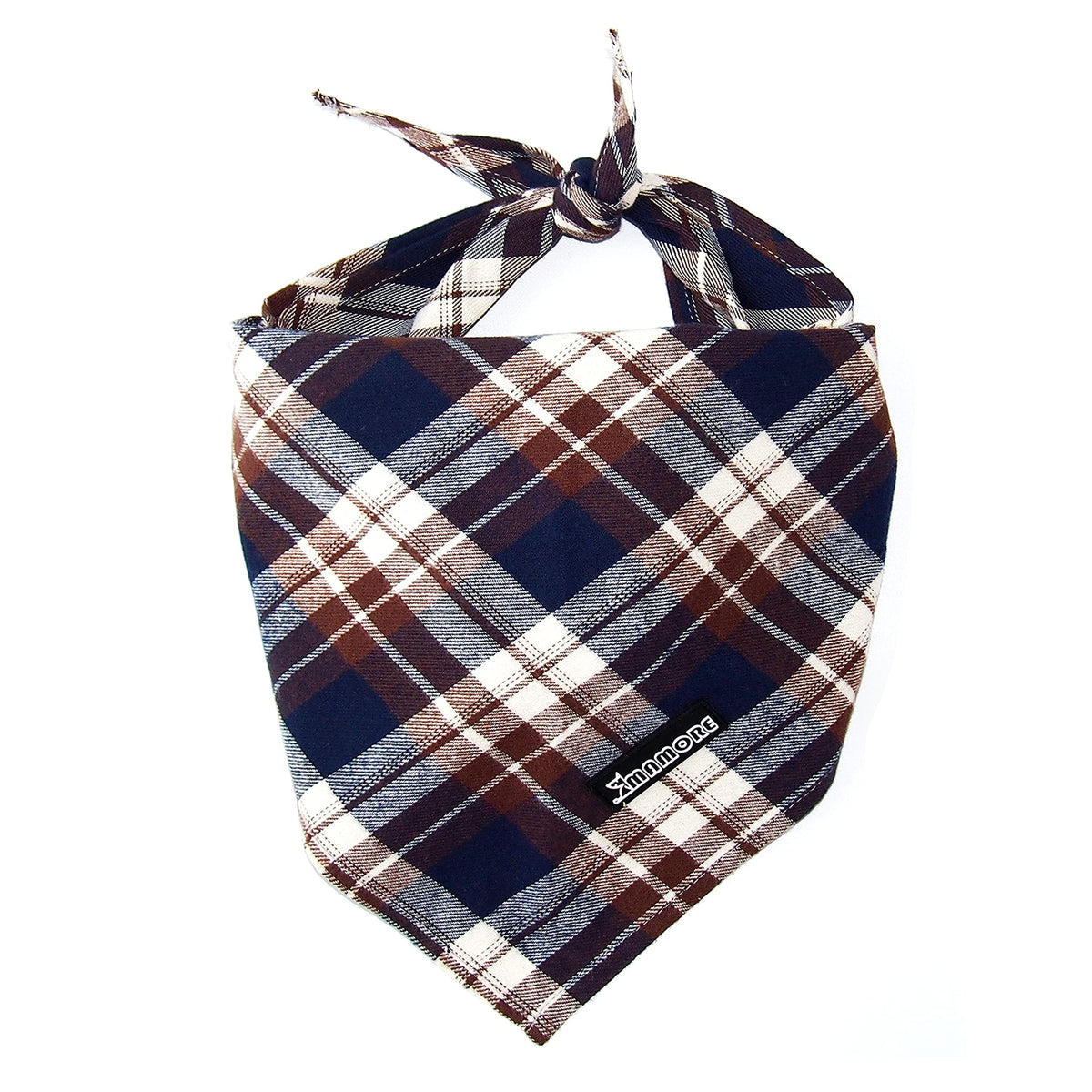 Adjustable Plaid Dog Bandanas1PC Soft Washable Cotton Triangle Bib Kerchief Scarfs for Small Medium Large Dogs and Cats (Brown&Blue Small)