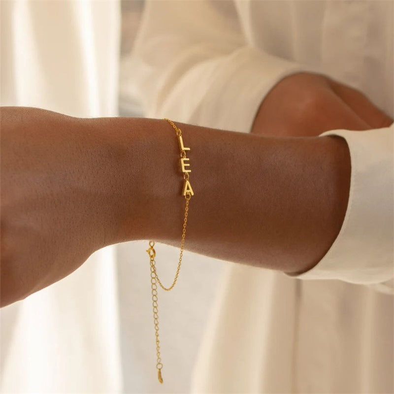 eManco DIY Stainless Steel Letter Bracelet for Couples