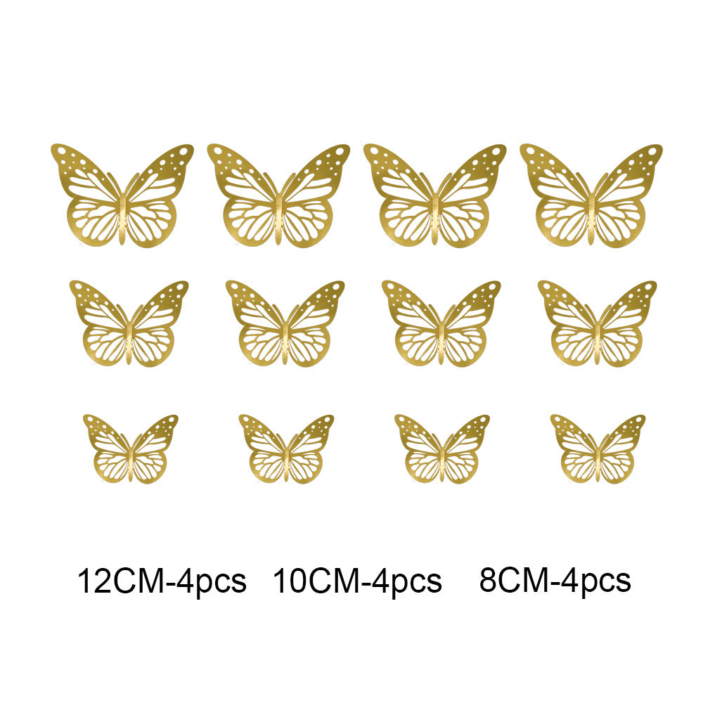 12pcs 3D Hollow Butterfly Wall Stickers for Decor
