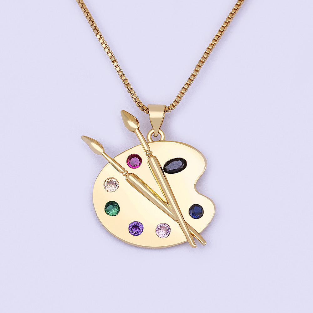 Creative Palette Pendant Necklace and Earrings Set