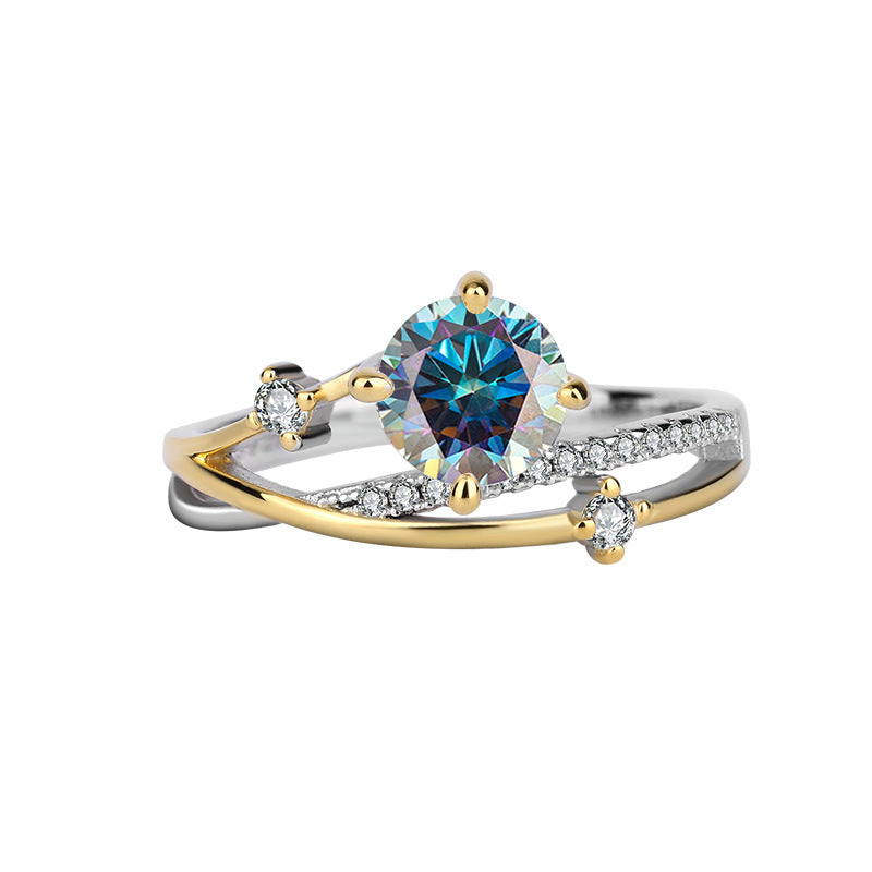 1 Carat Four-Prong Moissanite Silver Ring for Women