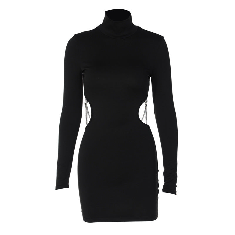 2023 New Women's Backless Hollow Chain Bodycon Dress