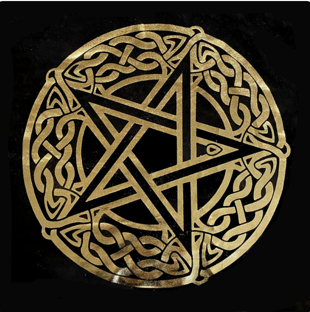Pentagram Tarot Cloth with Velvet Print (Single Piece)