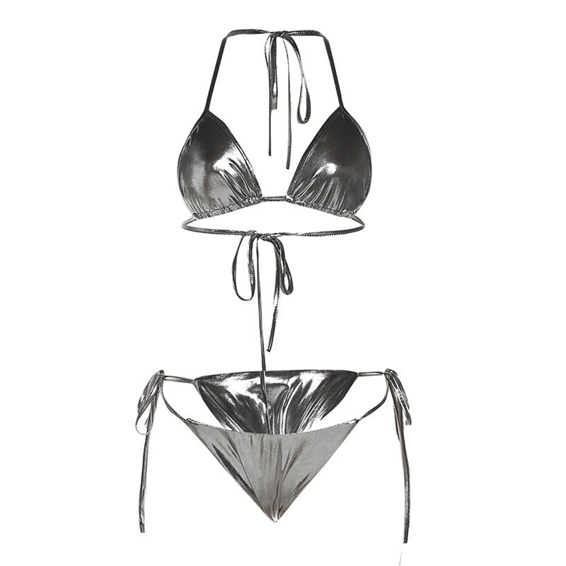 2024 Women's Summer Fashion Backless Reflective Bikini Set