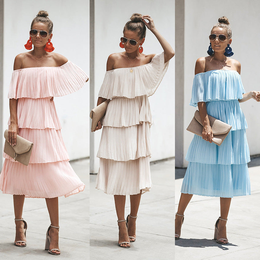 2018 Summer Off-Shoulder Layered Maxi Dress for Women
