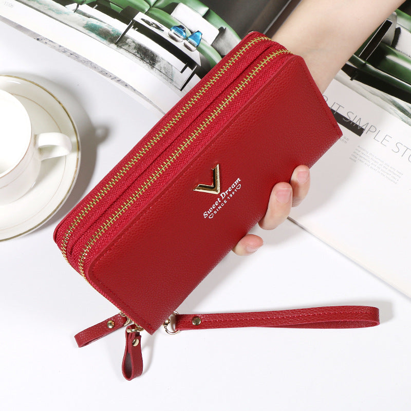 2023 Fashionable Double-Zipper Leather Wallet for Women