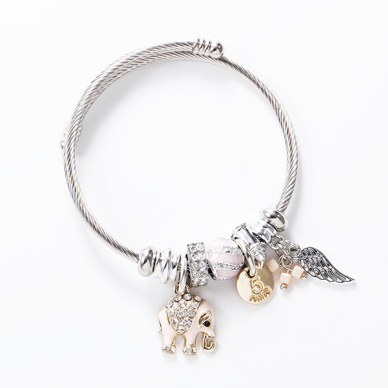 Adjustable Titanium Steel Elephant Leaf Bracelet