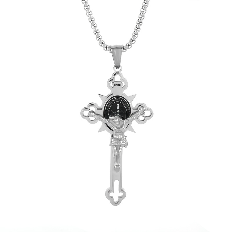 Men's Stainless Steel Cross Pendant Necklace - Wholesale