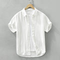 Men's Cotton Linen Short Sleeve Shirt - Vintage Style
