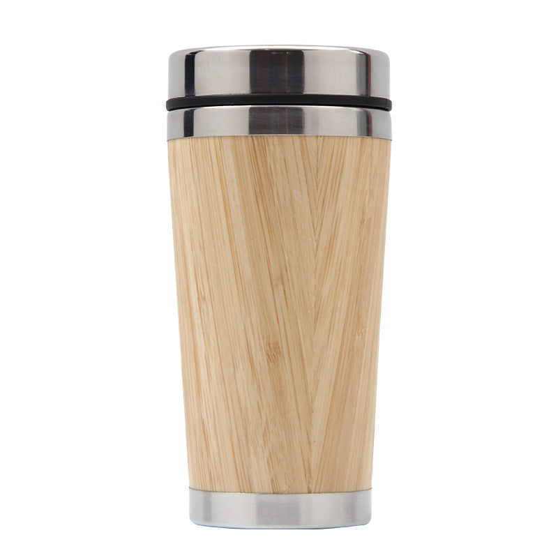 Creative Bamboo Insulated Cup - Double Layer Stainless Steel