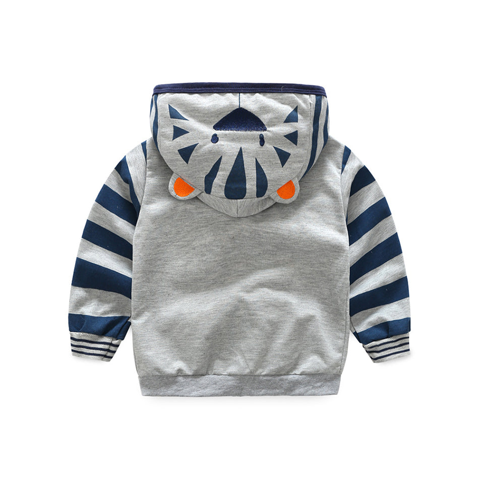 Kids Cartoon Tiger Fox Ear Hooded Jacket for Boys