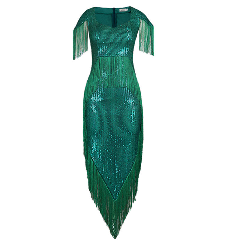 Plus Size Long Dress with Sequins for Women