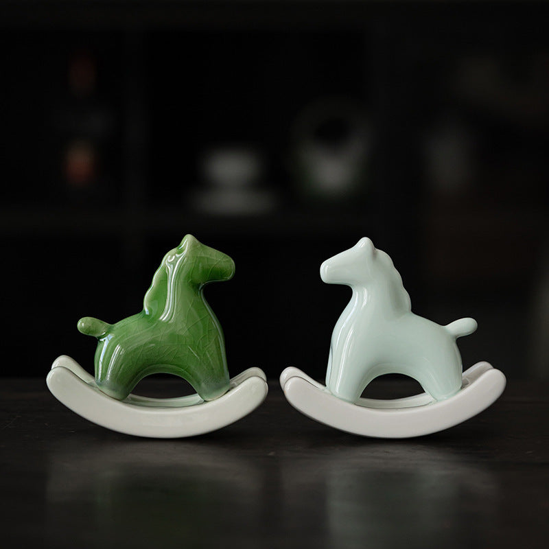 Ceramic Green Horse Tea Pet Decorative Figurine