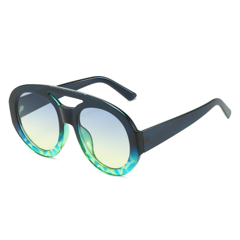 Vintage Oval Dual Beam UV Protection Sunglasses